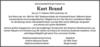 Traueranzeige von Kurt Brand von vrm-trauer