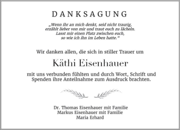 Traueranzeige von Käthi Eisenhauer von vrm-trauer