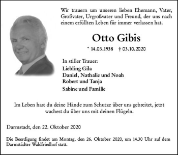 Traueranzeige von Otto Gibis von vrm-trauer