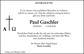 Traueranzeige von Paul Gaschler von vrm-trauer