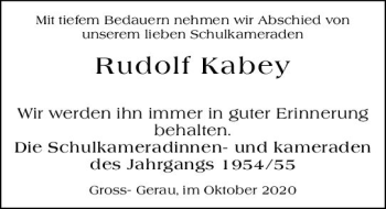 Traueranzeige von Rudolf Kabey von vrm-trauer