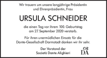 Traueranzeige von Ursula Schneider von vrm-trauer