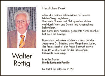 Traueranzeige von Walter Rettig von vrm-trauer