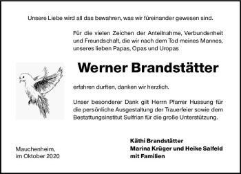 Traueranzeige von Werner Brandstätter von vrm-trauer