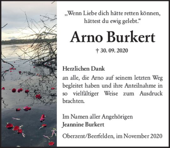 Traueranzeige von Arno Burkert von vrm-trauer
