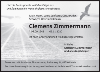 Traueranzeige von Clemens Zimmermann von vrm-trauer
