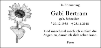 Traueranzeige von Gabi Bertram von vrm-trauer