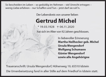 Traueranzeige von Gertrud Michel von vrm-trauer
