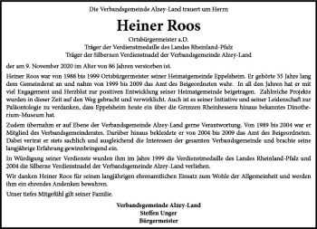 Traueranzeige von Heiner Roos von vrm-trauer