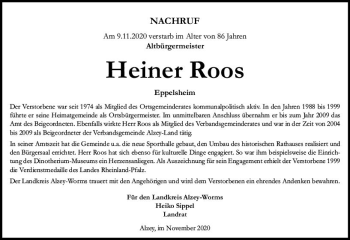 Traueranzeige von Heiner Roos von vrm-trauer
