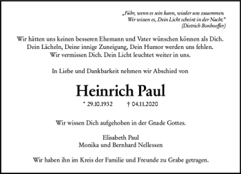Traueranzeige von Heinrich Paul von vrm-trauer