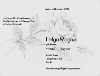 Traueranzeige von Helga Magnus von vrm-trauer