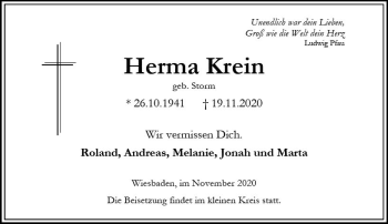 Traueranzeige von Herma Krein von vrm-trauer