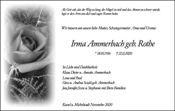 Traueranzeige von Irma Ammerbach von vrm-trauer