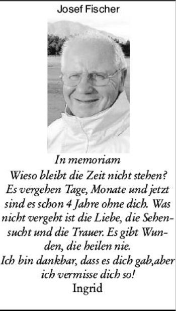 Traueranzeige von Josef Fischer von vrm-trauer