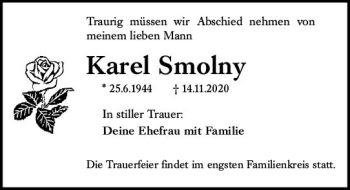 Traueranzeige von Karel Smolny von vrm-trauer