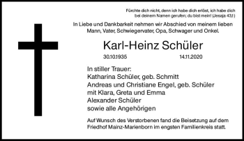 Traueranzeige von Karl-Heinz Schüler von vrm-trauer
