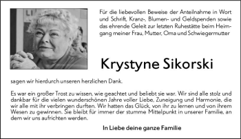 Traueranzeige von Krystyne Sikorski von vrm-trauer