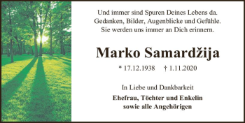 Traueranzeige von Marko Samardzija von vrm-trauer