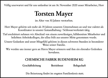 Traueranzeige von Torsten Mayer von vrm-trauer
