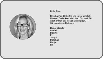 Traueranzeige von Bine  von vrm-trauer