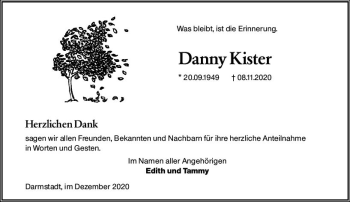 Traueranzeige von Danny Kister von vrm-trauer