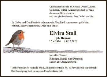 Traueranzeige von Elvira Stoll von vrm-trauer