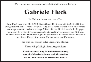 Traueranzeige von Gabriele Fleck von vrm-trauer