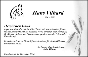 Traueranzeige von Hans Vilhard von vrm-trauer