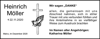 Traueranzeige von Heinrich Möller von vrm-trauer