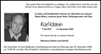 Traueranzeige von Karl Idstein von vrm-trauer
