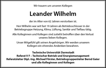Traueranzeige von Leander Wilhelm von vrm-trauer