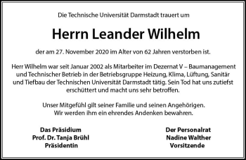Traueranzeige von Leander Wilhelm von vrm-trauer