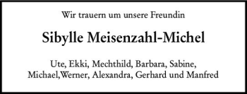 Traueranzeige von Sibylle Meisenzahl-Michel von vrm-trauer