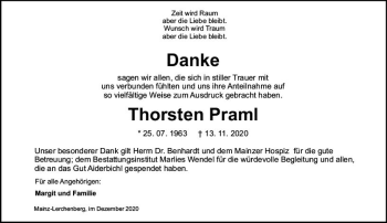 Traueranzeige von Thorsten Praml von vrm-trauer