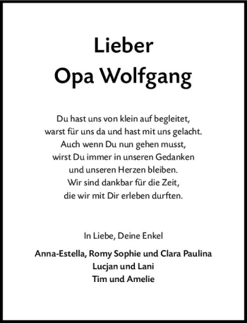 Traueranzeige von Wolfgang Helmut Ginz von vrm-trauer