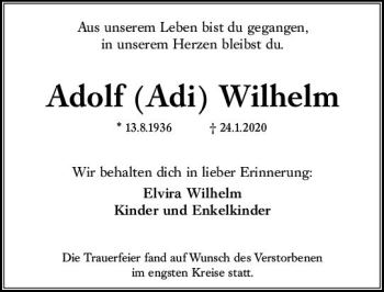 Traueranzeige von Adolf Wilhelm von vrm-trauer