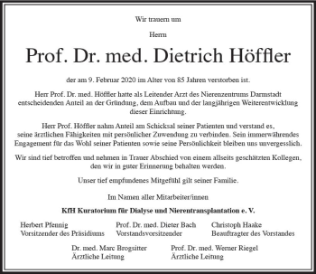 Traueranzeige von Dietrich Höffler von vrm-trauer