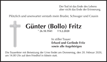 Traueranzeige von Günter Fritz von vrm-trauer