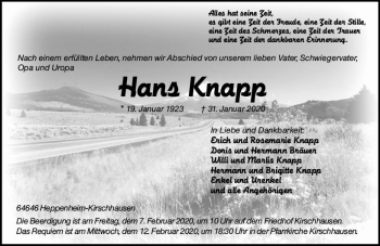 Traueranzeige von Hans Knapp von vrm-trauer