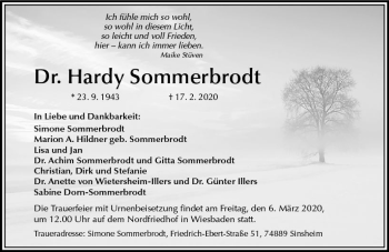 Traueranzeige von Hardy Sommerbrodt von vrm-trauer