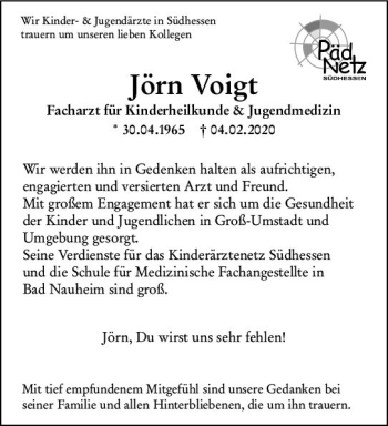Traueranzeige von Jörn Voigt von vrm-trauer
