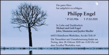 Traueranzeige von Philipp Engel von vrm-trauer