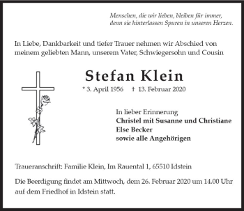 Traueranzeige von Stefan Klein von vrm-trauer