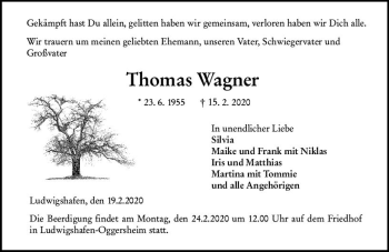 Traueranzeige von Thomas Wagner von vrm-trauer
