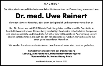 Traueranzeige von Uwe Reinert von vrm-trauer