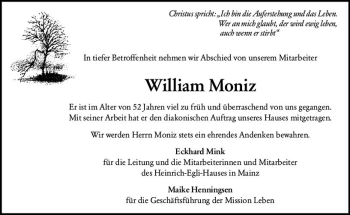 Traueranzeige von William Moniz von vrm-trauer