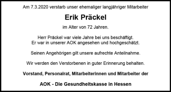 Traueranzeige von Erik Präckel von vrm-trauer Traueranzeige von Erik Präckel von vrm-trauer