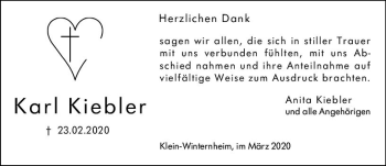 Traueranzeige von Karl Kiebler von vrm-trauer