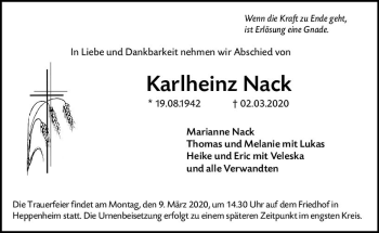 Traueranzeige von Karlheinz Nack von vrm-trauer